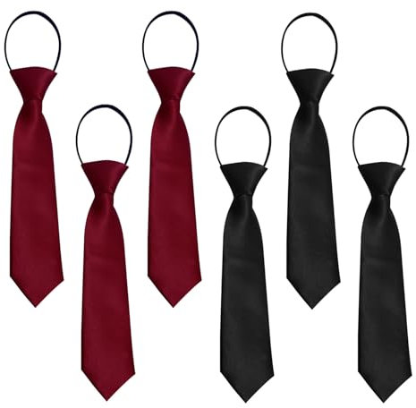 FUIPVGI 6 Stück Kinder Kurze Krawatte,Schwarze Weinrote Kinderkrawatte,Verstellbare Vorgebundene Krawatte,Elastische Krawatte für Kinder Jungen Mädchen Formelle Legere Anlässe Abschlussball(6 Stück)
