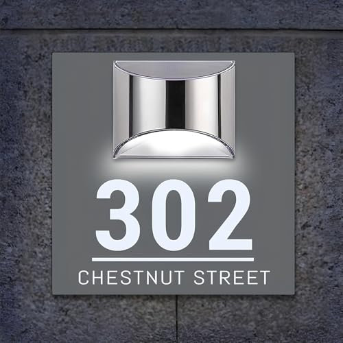 BeNsil Numero Civico Esterno Personalizzato, Personalizzabile con LED Solare,Retroilluminata,Numeri Civici,Indirizzo,Numero Civico Esterno Moderno