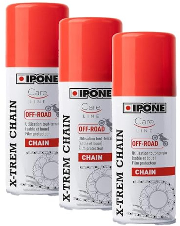 IPONE - Graisse de Chaîne pour Moto Tout-Terrain X-trem Chain Off-Road – Résiste aux conditions extrêmes en cross-enduro - Zéro projection- Format pratique transportable - 100 ml (Lot de 3)