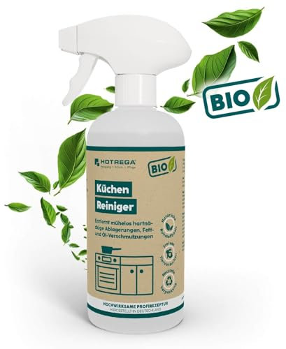 HOTREGA BIO Küchen-Reiniger 500ml Bioreiniger, Glaskeramikreiniger, Chrom Armaturen Granit Reiniger, Ceranfeldreiniger, Edelstahlreiniger