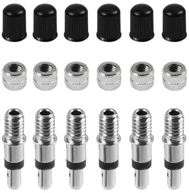 6 Stück Fahrradventil Ersatz Set, Deutscher Fahrradventil Fahrrad Einsatz Fahrradventil Adapter, Ventil Fahrrad Adapter, Teile Fahrradventil, für Standard Normal-Ventil Ersatz Reifenventile