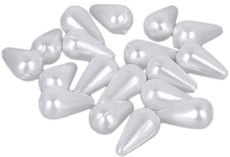 Leliafleury 50Pcs Water Drop Imitation Pearl Beads ABS Teardrop Faux Pearl Beads for Beading DIY Crafts, White, 8x14mm