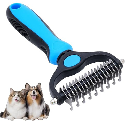 tiyiyok Cepillo para Perros y Gatos de Pelo Largo, Corto, Medio, Cepillo Pelo Largo Profesional y Quita Pelos Mascota, Elimina, Pelos Muertos y Fieltro, Accesorio Esencial para Perros Ergonómico