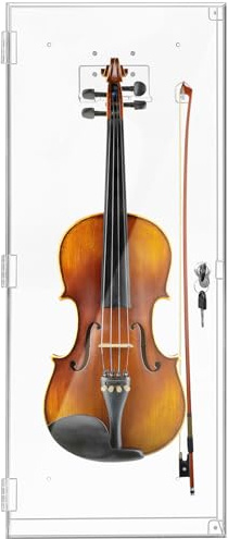 Silipull Acrylic Violin Display Case, Lockable Wall Mount, Fits 28 in