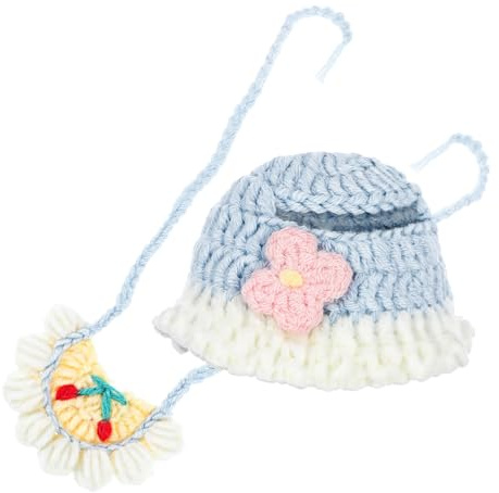 KICHOUSE Abbigliamento Bambole Cappello e Bavaglino Rosa Fiori Accessori per Foto e Gioco Compatibile con Labubu