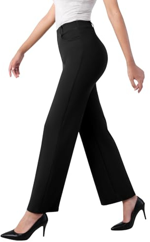 Glacspyg Donna Autunno e Inverno Pantaloni Casual a Vita Alta Tessuto in Poliestere Elastan ad Alta densità Pantaloni da Lavoro Eleganti e Raffinati con Tasche Nero 2XL