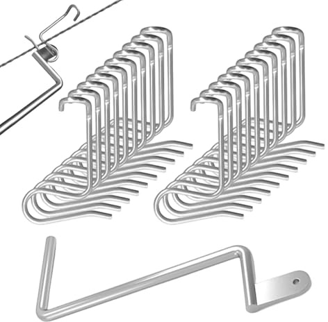 Verktyg för Åtdragning av Staket,6,35 millimeters kraftig metallvridklämma - 20-delars sats med tagstrådssträckare för stängsel,Utomhusbruk Trädgård Bakgård Lantbruk Uteplats Gräsmatta