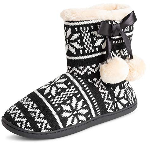Polar Womens Memory Foam Pom Pom Winter Faux Fur Luxury Plush Cosy Anti Slip Indoor Outdoor Slippers