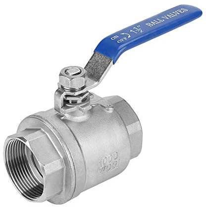 Ball Valve, 1-1/2 DN40 1000 WOG 304 Stainless Steel Two-Piece Full Port Female Thread Valve for Control Regulate of Medium Water, Oil,Non-Flammable Gas