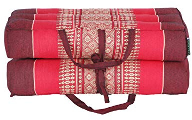 ANADEO YogaProducts Foldable - Yogakissen Meditationskissen Zafu - Hohe Dichte Kapok Füllung 100% ökologisch - Komfort und Festigkeit - Sitzstabilität - Rot Burgunder - x1
