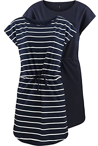 ONLY OnlMAY S/S Dress - Mini abito estivo da donna, taglia XS, S, M, L, XL, XXL, a righe, nero, 100% cotone, Night Sky Primo Stripe, S