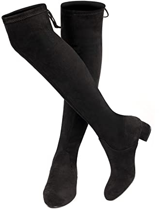 Hitmars Knee High Boots Women Thigh High Boots Long Boots Sexy Over The Knee Boots Flexible Warm Suede Winter Shoes C Black UK 4