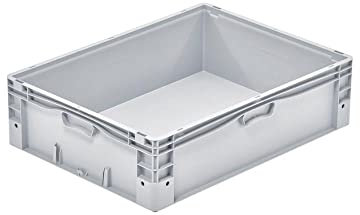 PROREGAL Euro-Norm Großbehälter | HxBxT 22x60x80cm | 91 Liter | Glatter Boden | Grau | Eurobehälter, Transportbox, Transportbehälter, Stapelbehälter