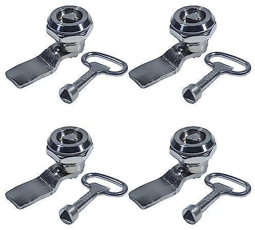 4pcs Electric Cabinet Lock, Stainless Steel Triangle Cam Lock with Keys, Threaded Gas Meter Box Latch for Power Cabinet Distribution Cabinet Train Door