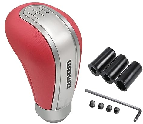 Hoembpn 5 Gang Auto Schaltknauf Universal Leder Schalthebel Manueller Schalthebel mit 3 Adaptern 8mm 10mm 12mm für die Meisten Manuellen Fahrzeuge