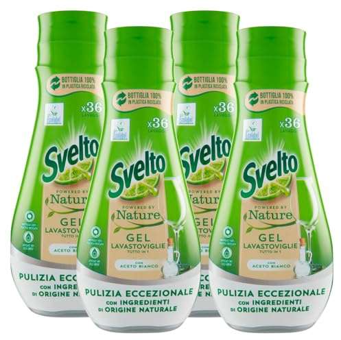 Svelto Drivs av Nature Gel Allt-i-1 för diskmaskin Exceptionell rengöring med vit vinäger och naturliga ingredienser - 4 640 ml flaskor