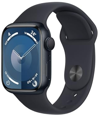 Apple Watch Series 9 [GPS, 41mm] Caja de Aluminio Medianoche con Correa Deportiva Medianoche, S/M (Reacondicionado)