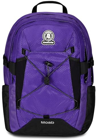Invicta Zaino Scuola Moab Solid, Viola, Zaino Doppio Scomparto con Cinghia a vita e Nastro torace, Tasca Porta PC, Tasca Porta Borraccia e Tasca Con Organizer, Zaino Viaggio