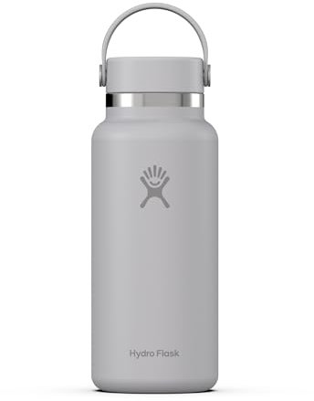 HYDRO FLASK - Wide Mouth Trinkflasche 946ml (32 oz) - Isolierte Wasserflasche aus Edelstahl - Sportflasche mit auslaufsicherem Flex Cap-Deckel & Gurt - Thermoflasche Spülmaschinenfest - Birch