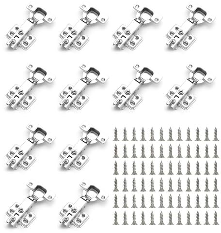 12 PCS Soft Close Cabinet Hinges, Kitchen Cupboard Hinges, Cold Rolling Door Hinge Cupboard Hinges with Screws, Soft Close Hinges for Bathroom Bedroom