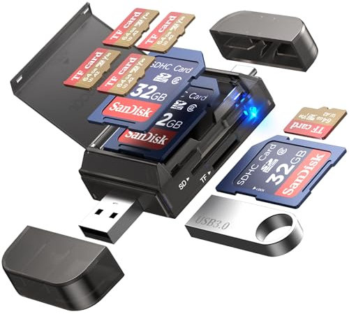 JOOPSHEE SD-Kartenleser, USB C auf Micro SD-Speicherkarte, Tragebox, 3 Steckplätze, USB A/C auf SD/TF-Adapter, Keine Anwendung erforderlich, Plug and Play