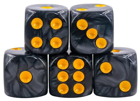 Epic Forge - Lote de 5 Dados 6 Caras, Color Negro