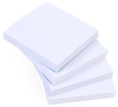 48 Pads White Square Sticky Notes 76x76mm (3x3) | 100 Sheets | 48 White Sticky Memo Pads | Clean, Minimalist Design for Office, Study & Organised Reminders