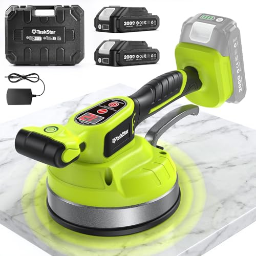 Taskstar Vibratore per piastrelle, compatibile con batteria Makita 18V, ventosa 160 mm (113 kg), 26.000 giri/min, 12 velocità, per piastrelle grandi fino a 122 cm, attrezzo installazione professionale