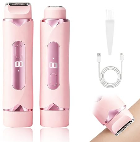 Rasoir Electrique Femme 2 en 1 Tondeuse Femme Intime Étanche IPX7 Épilateur Électrique Sans Fil avec Écran LED pour Visage Aisselles Jambes et Maillot