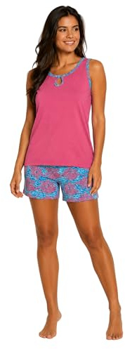 Intimitaly Karel - Pigiama Corto Donna Estivo, Cotone Leggero, Set Maglia e Pantalone, Comfort-Fit, Traspirante (IT, Testo, M, Regular, Regular, SS8662 col.2)