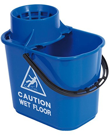 2Work Plastic Mop Bucket with Wringer 15 Litre Blue 102946BU
