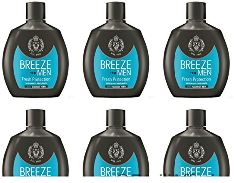 Breeze 6 x Breeze Men Fresh Deodorant Body Deodorant Protection för män, gasfri 48H