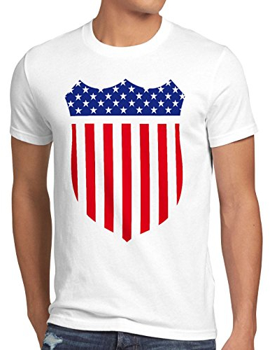 style3 USA Amerika Medal Medaille Wappen Flagge Herren T-Shirt, Größe:XL;Farbe:Weiß