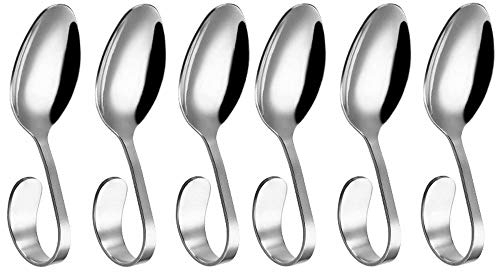 Frolahouse 6 PCs Stainless Steel Creative Canape Serving Spoons,Cutlery Curved Handle Spoon, Dessert Dinner Spoon for Hotel Use