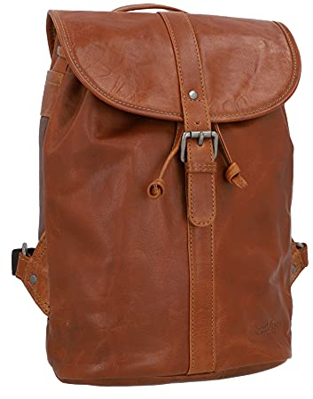 Gusti Rucksäcke Leder - Bennett Damen Lederrucksack Cityrucksack Backpack Daypack Wasserdicht 12L Vintage Braun Leder