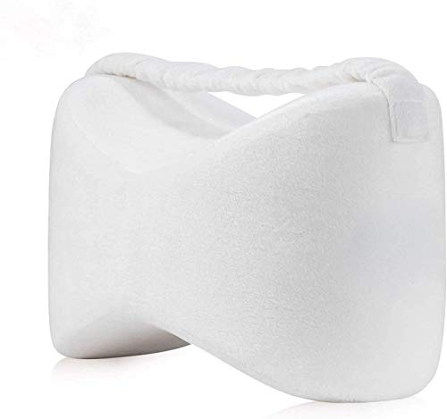 MantraRaj Comfort Therapy Knee Pillows Memory Foam Leg Pillow with Elastic Strap for Side Sleepers Sciatica Pain Relief Back Leg Pain Knee Pain Pregnancy Hip and Joint Pain – with Washable Cover