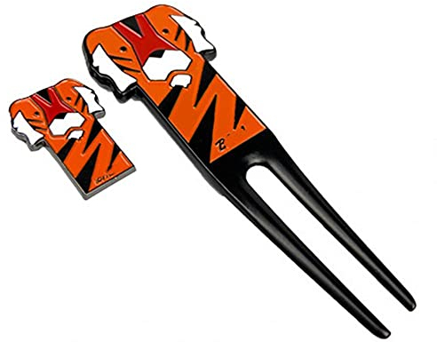 IKAAR Pitchgabel mit Magnetballmarker, Golf Divot Reparatur Pitchgabel mit Tiger Form Magnetischer Kugelmarkierung, Golfgeschenkartikel für Golf Club