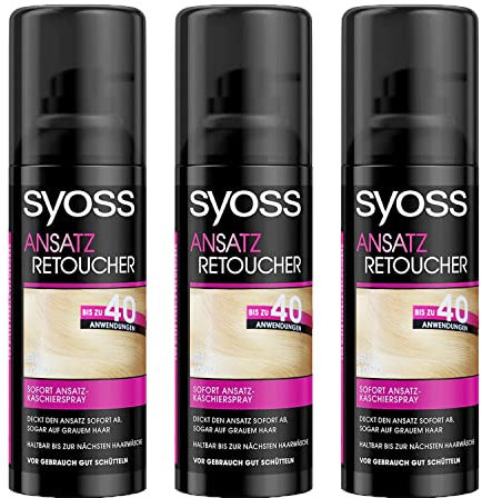syoss 3 x Ansatz Retoucher Hellblond je 120ml Ansatz Kaschierspray
