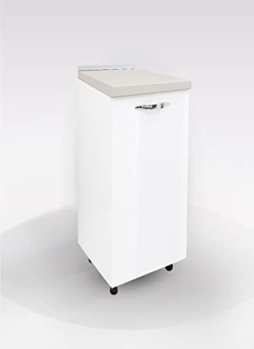 Base Cucina Componibile Bianco Lucido 30 cm con Top e Maniglia Cromo