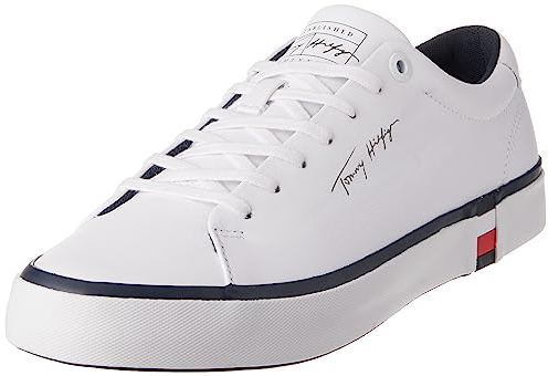 Tommy Hilfiger Modern Vulc Corporate Leather Vulkanisierte Sneaker, Herren, Weiß (White), 42 Eu