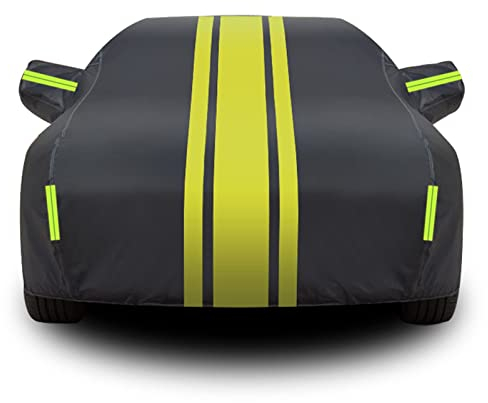 Vollgarage Autoabdeckung für V-olkswagen VW Bulli Buzz Bus 6-Seater, Kratzfest/Wasserdicht/Uv-Schutz Autoplanen Garagen, Hagelschutzplane,Black-Yellow