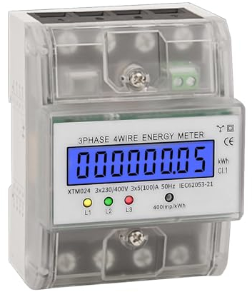 Gobesty Compteur DÉlectricité Affichage 5-100 A, Intelligent Compteur Electrique Consommation Sous Compteur Électrique Triphasé Électrique Avec LCD Numérique Triphasé De La Consommation
