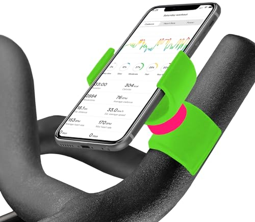 Renimove Soporte movil Bicicleta estatica Compatible con Smartphones hasta 7.5 de Pantalla diseño Universal facil Instalacion Agarre Seguro y Estable rotación 360° para una Vision Optima (Verde)