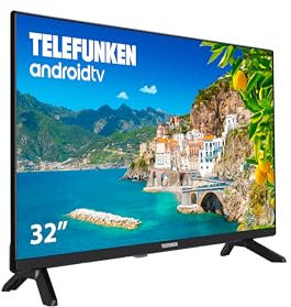 Telefunken 32DTAH724 - Android TV 32 Pulgadas Resolución HD, Diseño sin Marcos, HDR10, Bluetooth, Chromecast Integrado, Compatible con Google Assistant y Alexa