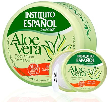 Instituto Español Aloe Vera Kroppskräm, Multifunktionell återfuktande Fuktighetskräm, Kroppskräm med vårdande Aloe Vera, Daglig närande och naturlig kräm med, resestorlek 430ml