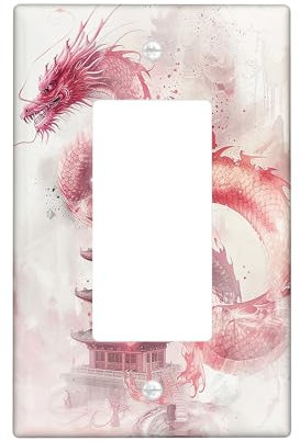 Dragon Light Switch Cover Plate, Red Spring Chinese Style Single Rocker Wall Plate, Standard Size Thermoplastic Plate Cover for Home Decor Single Rocker