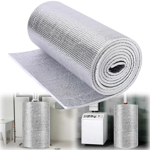 5MM Reflective Insulation Blanket Wrap, 15.7 * 9.8ft Double Side Aluminum Foil Hot Water Heater Cover Jacket for Winter Tank Heater Insulation