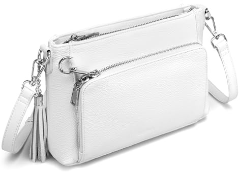 befen Sac à Main en Cuir Véritable Anti-vol Femme Sac à Bandoulière de Taille Moyenne avec Blocage RFID Porte-monnaie Intégré, Crossbody Sac avec Bandoulière Réglable et Amovible