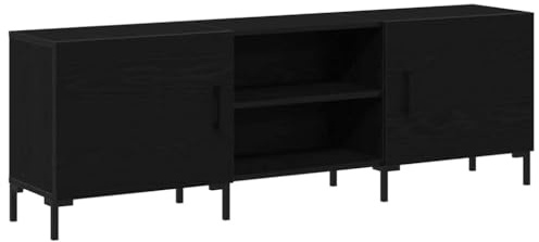 vidaXL TV-bänkset Svart Ek 150 x 30 x 50 cm Konstruerat trä, Möbelset för vardagsrum, rektangulär tv-bänk, modern mediekonsol, minimalistisk förvaring, underhållningscenter