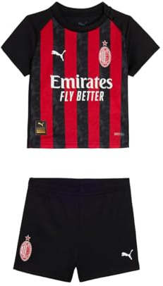 A.C. Milan Babykit Gara Home, Stagione 2025/2026, Set Maglietta e Pantaloncini da Calcio, Prodotto Ufficiale, Neonato, 9 Mesi